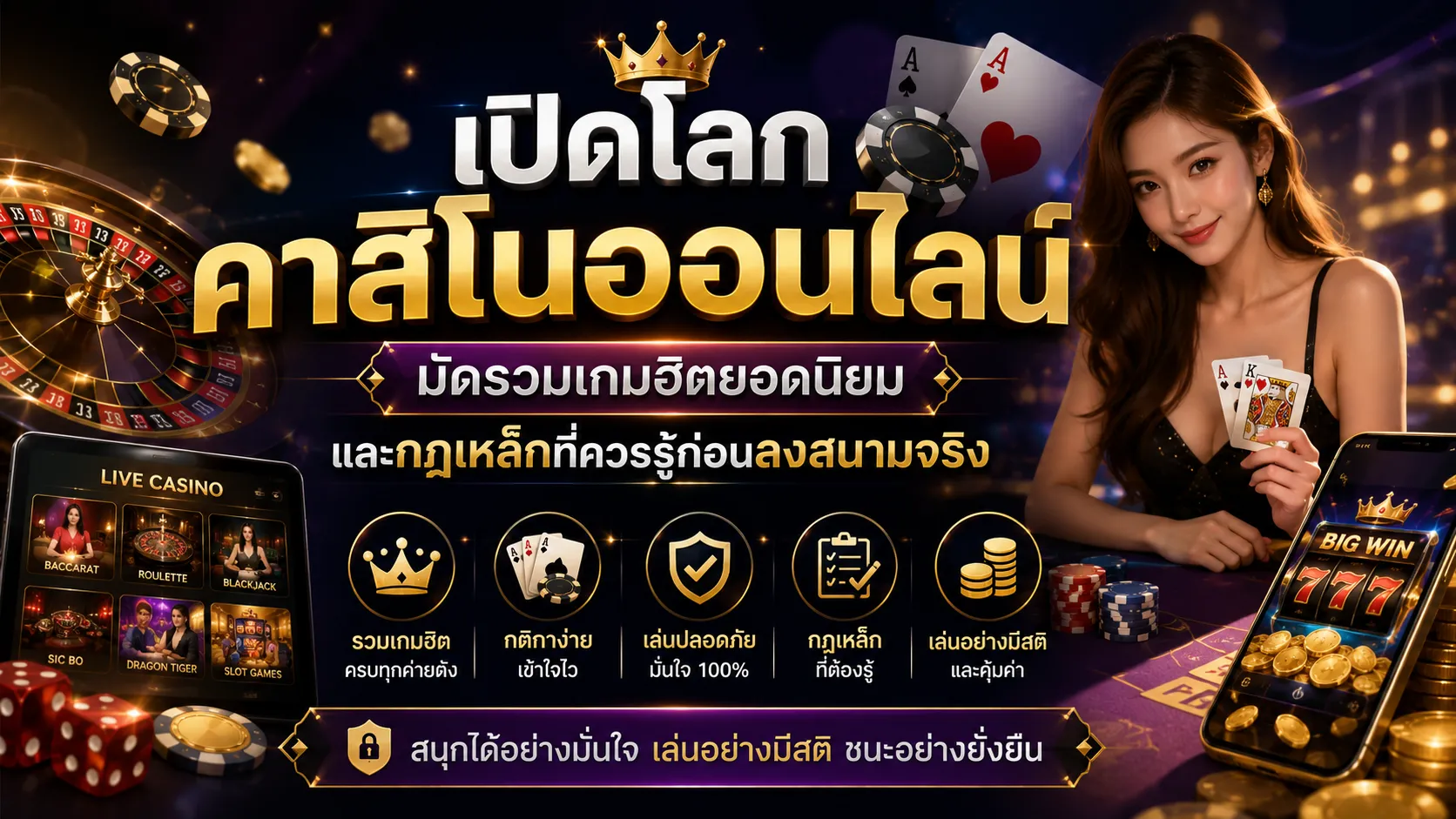เปิดโลกคาสิโนออนไลน์: มัดรวมเกมฮิตยอดนิยมและกฎเหล็กที่ควรรู้ก่อนลงสนามจริง